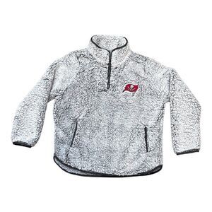 NFL Team Apparel Tampa Bay Buccaneers Bucs Sherpa 1/4 Zip Pullover Jacket M Gray